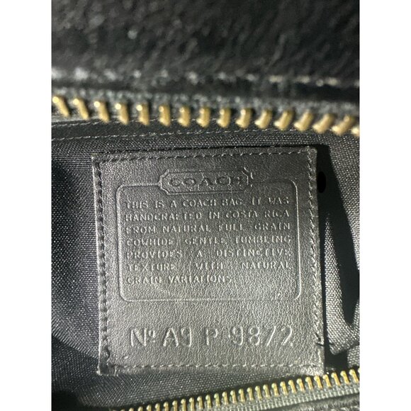 VTG Coach Purse Navy Leather Brass Compartment Tote 9872 Costa Rica Y2K Shopper - Picture 10 of 10